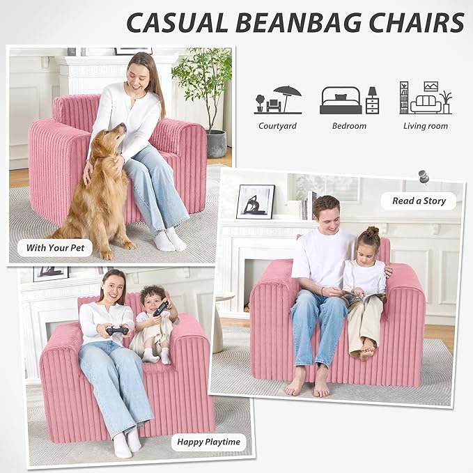 Giant Bean Bag Chair for Adults, Non-Slip Floor Sofa - Image 3