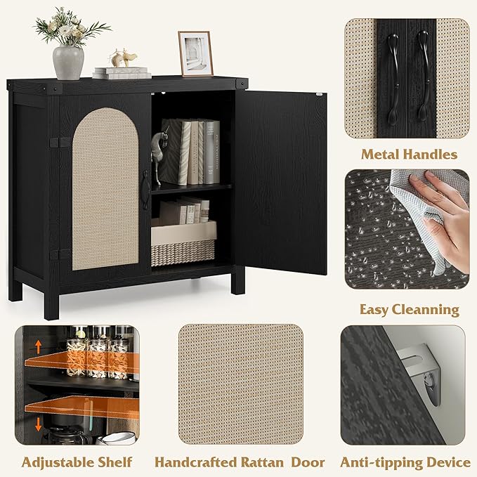 Garvee 31.5'' Small Rattan Buffet Cabinet - Image 3