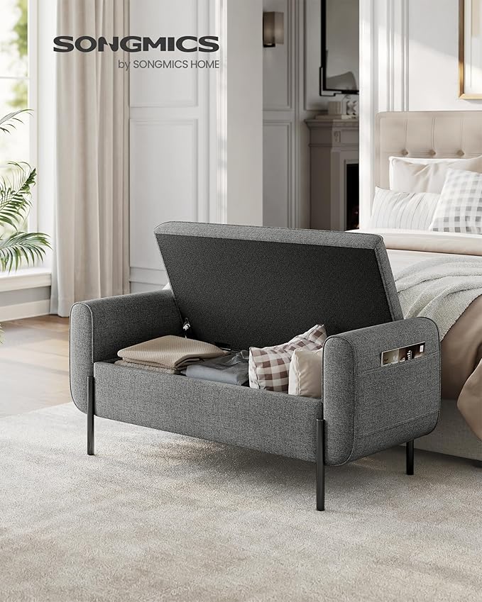 SONGMICS Storage Bench with Armrests, Ottoman - Image 5