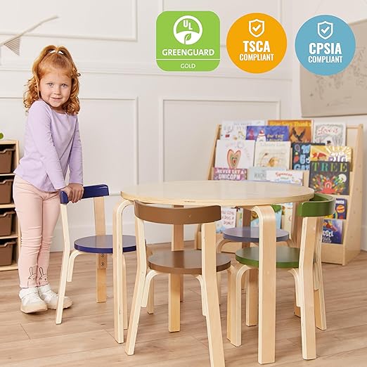 ECR4Kids Bentwood Round Table and Curved Back Chair Set, Kids Furniture - Image 5