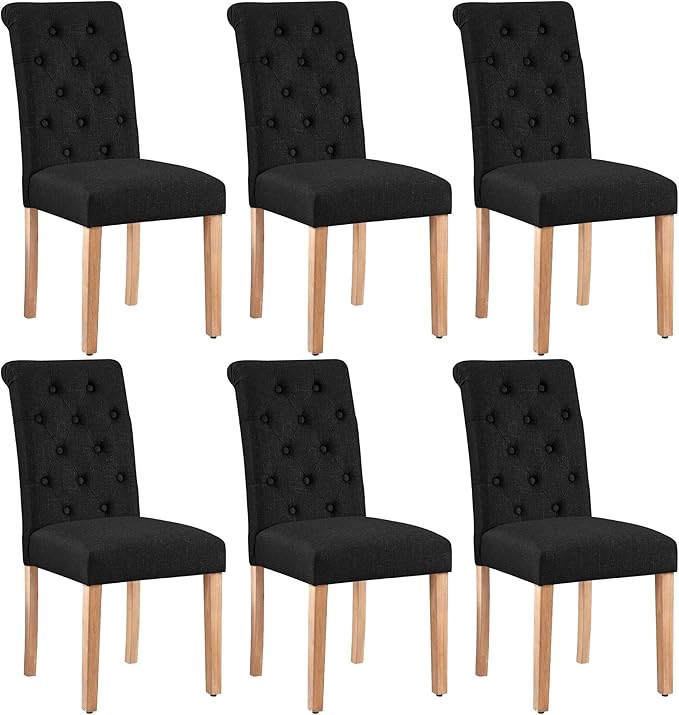 Yaheetech Dining Chairs Set of 6 Fabric Upholstered Dining Room Chairs by Yaheetech