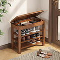 Shoe Rack Bench Seat Rubberwood 3-Tier Wooden Storage Bench 550lbs Compact by IUNVR