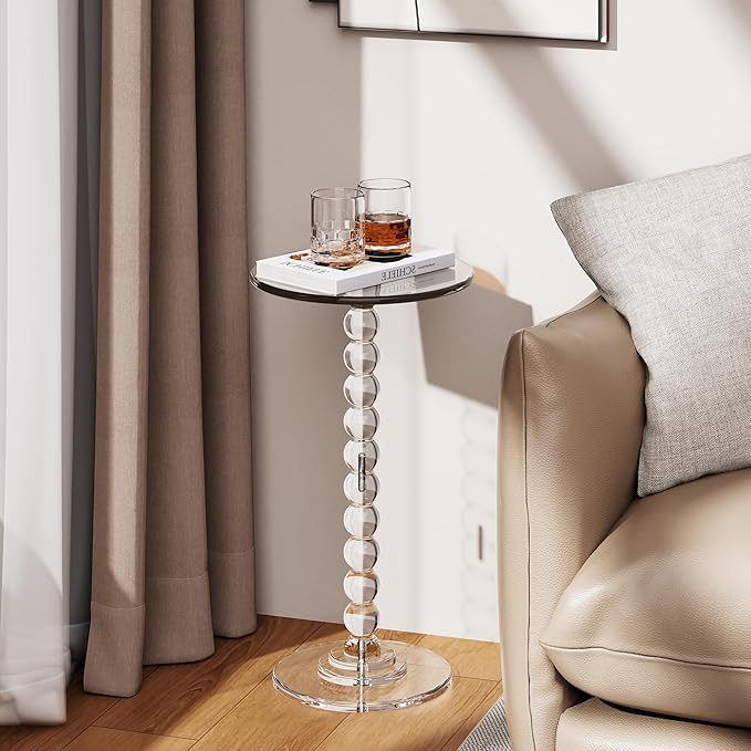 Acrylic Side Table, End Table Round Top - Image 9