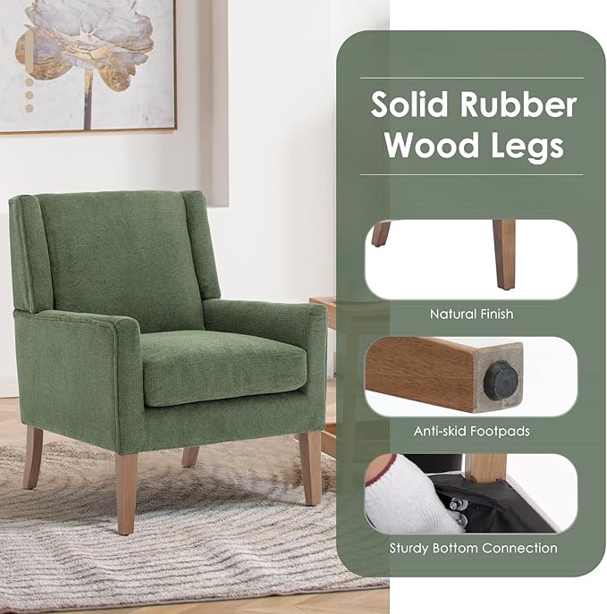 COLAMY Modern Wingback Living Room Chair Set of 2, Upholstered Fabric Accent - Image 5
