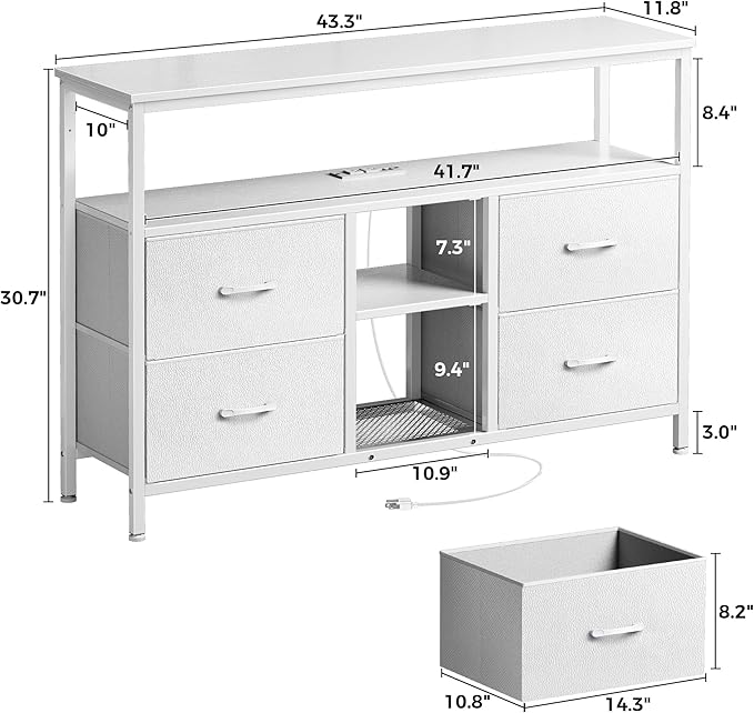 Huuger TV Stand Dresser with Power Outlets and LED Lights, 4 Drawers - Image 7