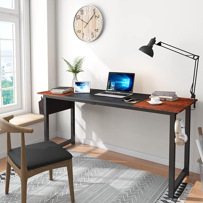 Decoholic 63 Inch Home Office Computer Two-Color Panel Desk - Image 4