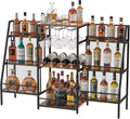 Versatile Bar Stand with Glass Holder, Wine Rack Freestanding Floor, Liquor by Hayexiha