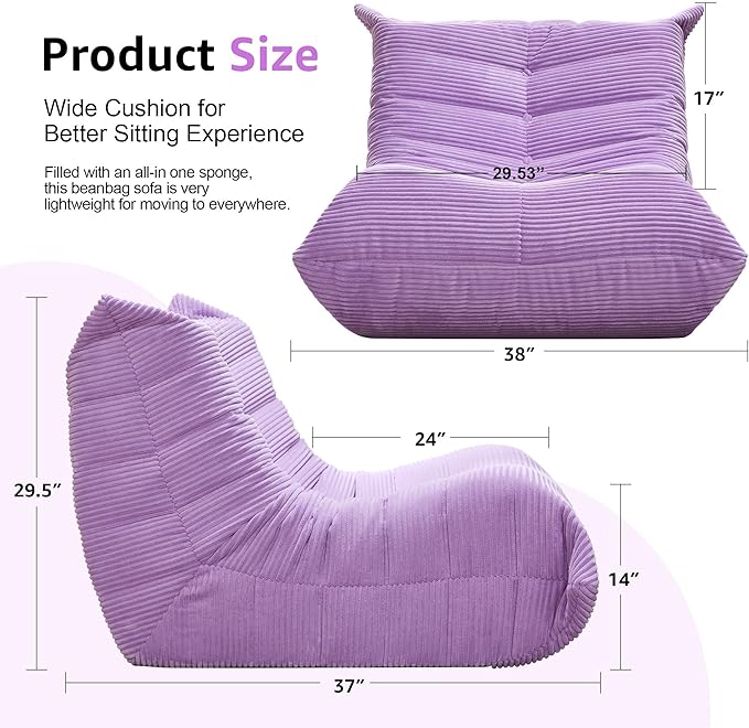 Bean Bag Chairs for Adults Giant Bean Bag Chair Memory Foam BeanBag Chair Big - Image 2