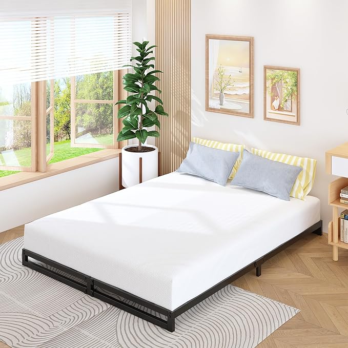 4 Inch Full Size Bed Frame No Box Spring Needed, Heavy Duty Metal Platform Beds - Image 4