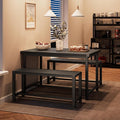 Dining Table Set for 4 with 2 Benches, 3-Piece Kitchen Table Set, Space-Saving by SLEKVERSA