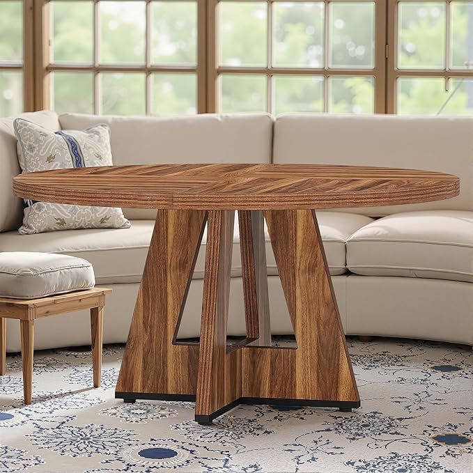 NicBex 47 Inch Round Dining Table, Wooden Dinner Table - Image 7