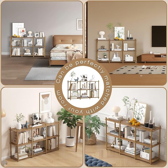 YGYQZ 3 Tier Short Book Shelf, 6 Cube Storage Shelf Organizer Bookshelf - Image 4