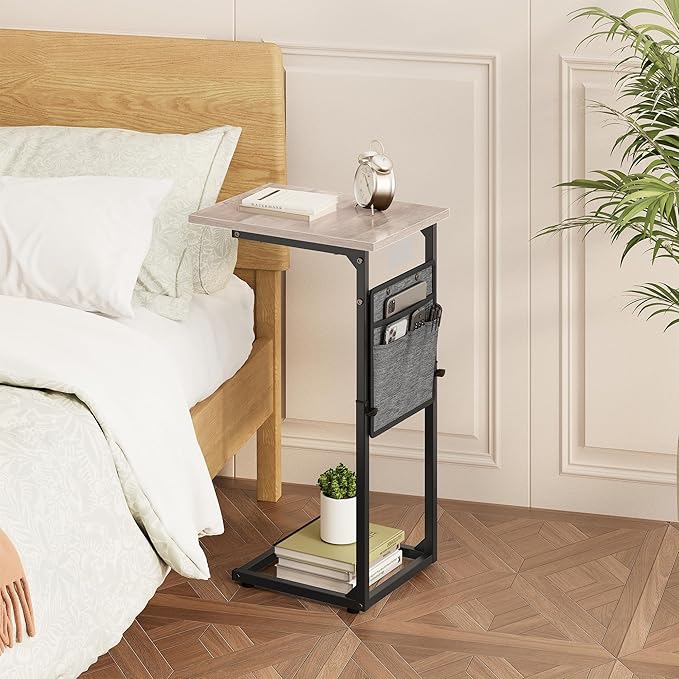 Vagusicc C Shaped End Table, Adjustable Height Small Couch Side Table, Laptop - Image 8