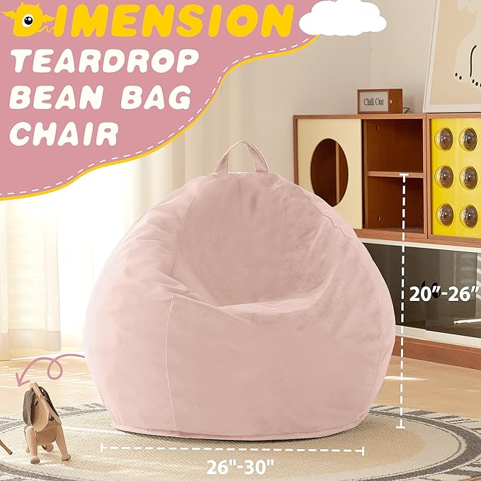 HABUTWAY 2FT Bean Bag Chair, Teardrop Bean Bag Chair Luxurious Velvet Ultra - Image 3