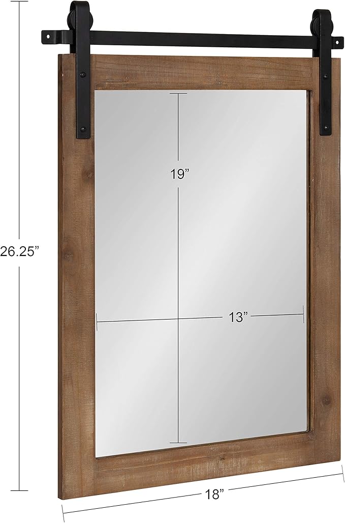 Kate and Laurel Cates Farmhouse Wood Framed Wall Mirror, 18 x 26, Rustic Brown - Image 6