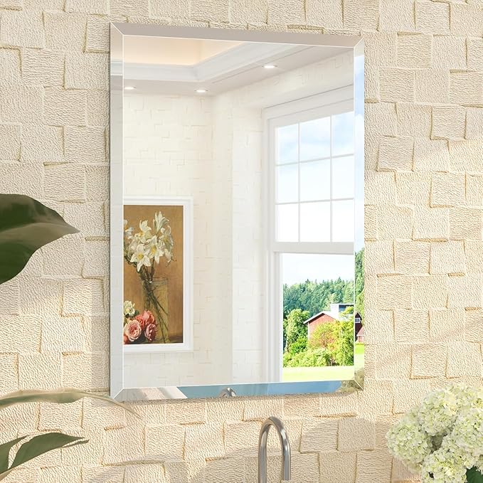 KOHROS Bathroom Mirror 36” x 24" Large Frameless Rectangle Bathroom Wall Mirror - Image 5