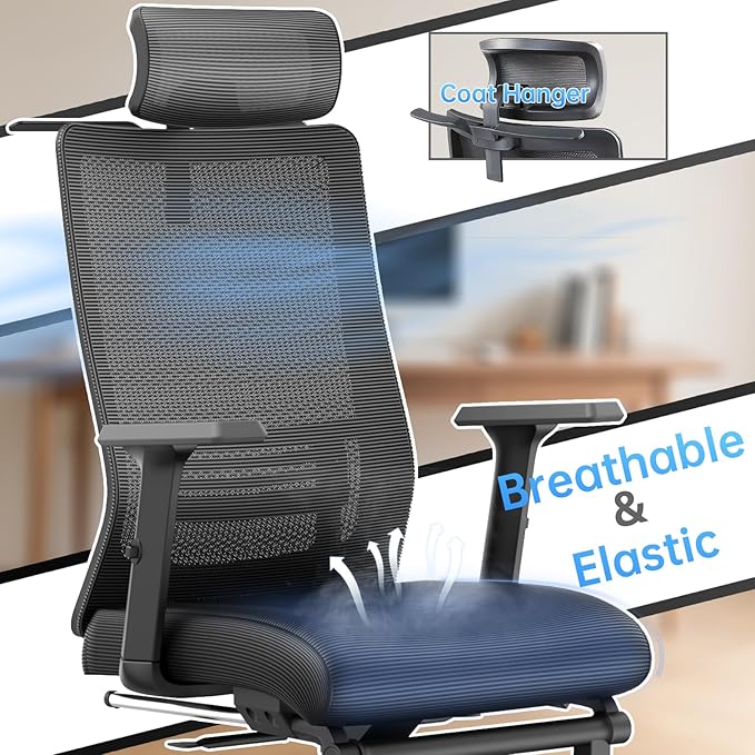Ergonomic Office Chair, Adjustable Lumbar &Headrest, 3D Armrests, Silent Wheels - Image 9