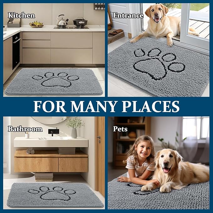 OLANLY Door Mat for Muddy Dog Paws 44x32, Ultra Absorbent Chenille Mud Doormat - Image 8