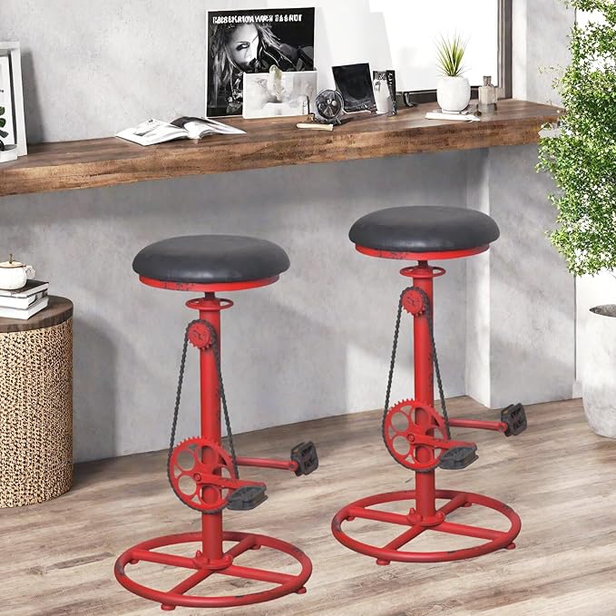 Topower Vintage DIY Bar Stool Bicycle Chain Iron Pedal Retro Industrial Height by Topower