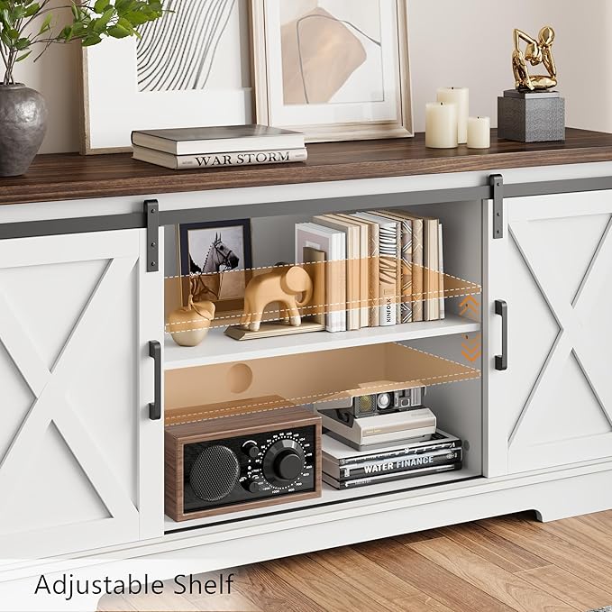 IDEALHOUSE Farmhouse Tv Stand for 65 inch TVs, Entertainment Center - Image 3