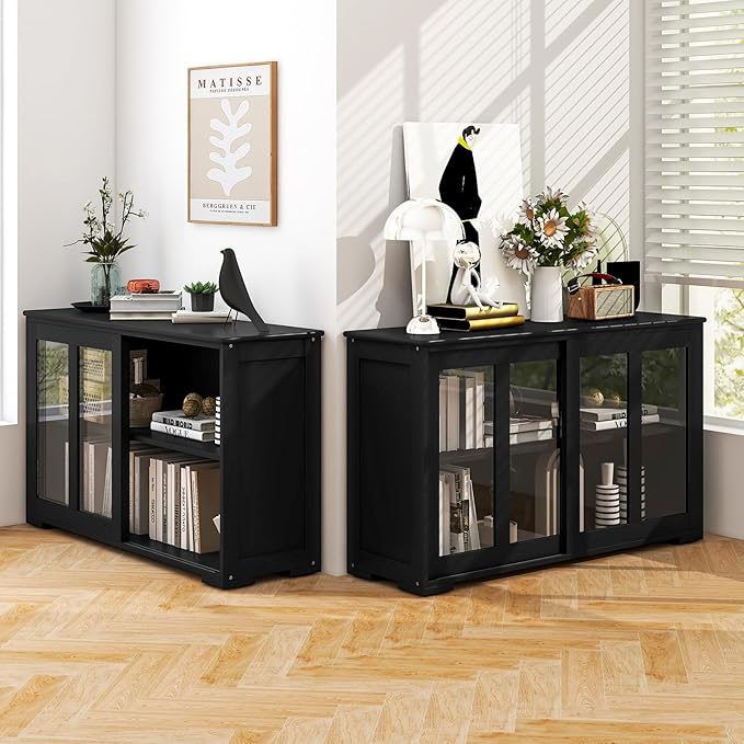 Costzon Sideboard Buffet Cabinet of 2, Wooden Kitchen Storage Cabinet - Image 2