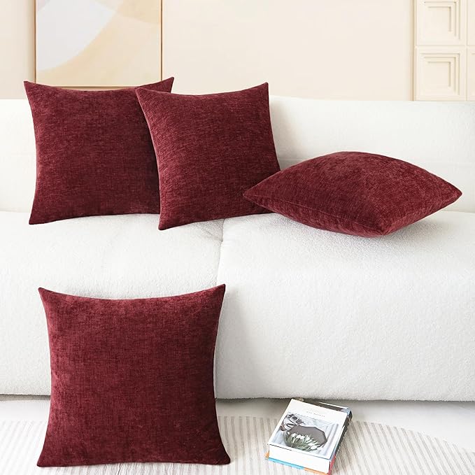 CaliTime Throw Pillow Covers Decorative 18 X 18 Inches Pack of 4 Cozy Chenille - Image 6