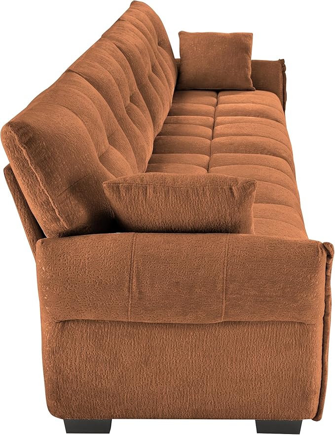 Modern Chenille Fabric 4-Seat Sofa w/ 2 Pillows, Premium Upholstery Living Room - Image 7