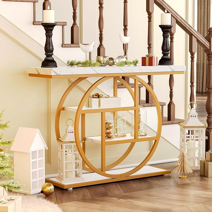 LITTLE TREE Console Table, 4-Tier Entryway Table Behind Couch Table, 41.3-Inch - Image 7
