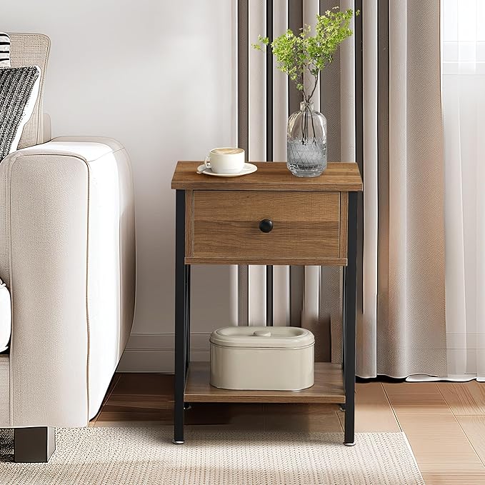 VECELO Nightstands Set of 2, Modern Bedside End Tables, Night Stands - Image 4