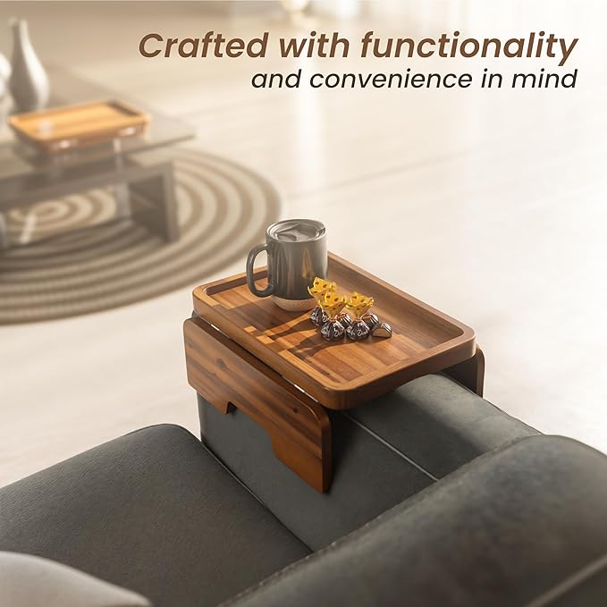 HOLANA Acacia Wood Sofa Armrest Tray - Image 5