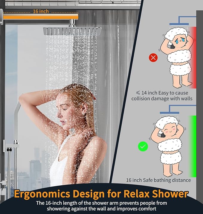 SR SUN RISE SRSH-F5043 Bathroom Luxury Rain Mixer Combo Set Wall Mounted - Image 6