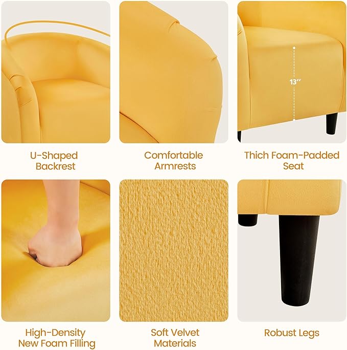 Yaheetech Yellow Chair, Accent Chair - Image 5