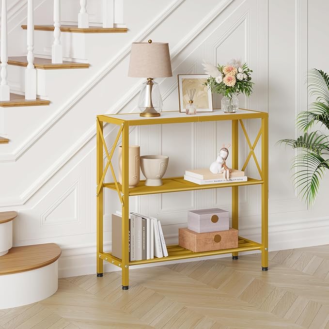 Hoctieon Industrial Console Table, 3 Tier Entryway Table, Metal Frame, Sofa - Image 2