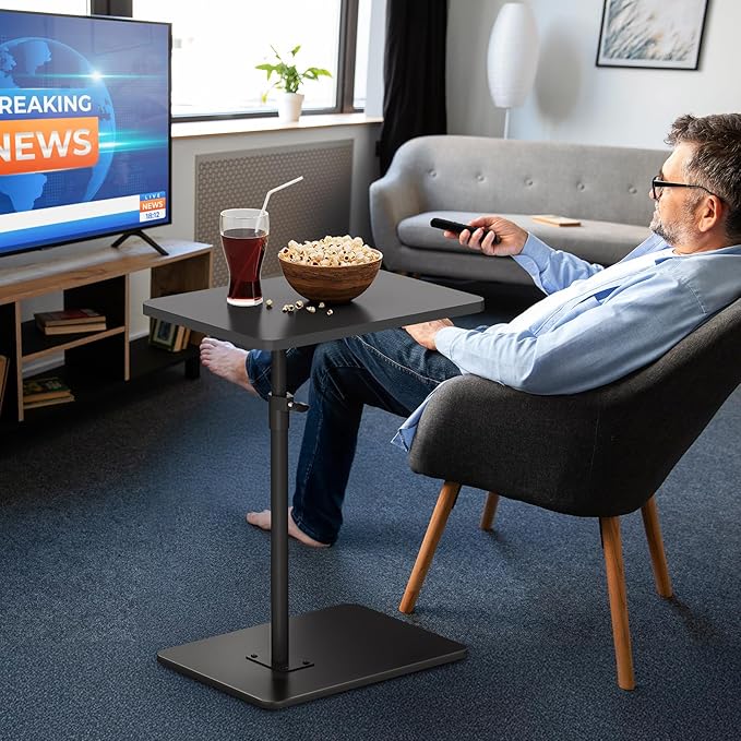 NiHome Minimalist Height Adjustable End Table, 360° Rotatable Sofa Armrest Side - Image 3