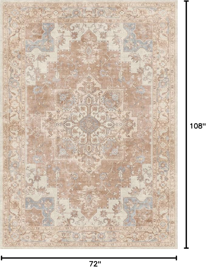 GENIMO 6x9 Area Rugs for Living Room, Non Slip Machine Washable Retro Rugs - Image 2