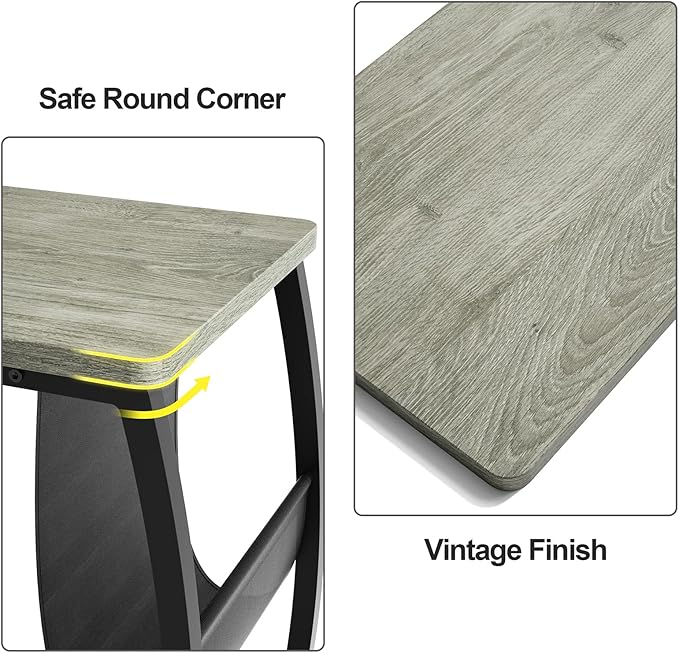 SRIWATANA Side End Tables Living Room, Vintage C-Shaped Laptop Table - Image 3