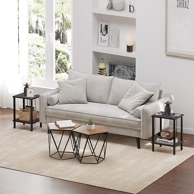 TUTOTAK End Table, Side Table, Nightstand, 2-Tier Storage Shelf, Sofa Side Table - Image 7