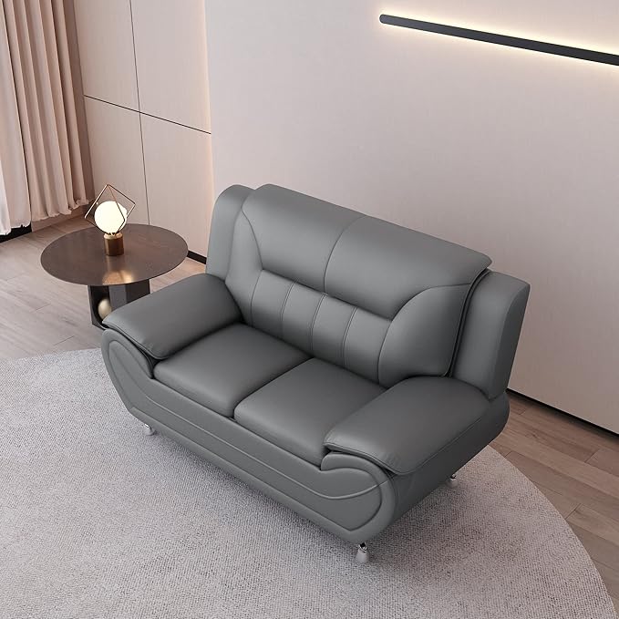 Container Furniture Direct Michael Modern Faux Leather Upholstered Stainless - Image 7