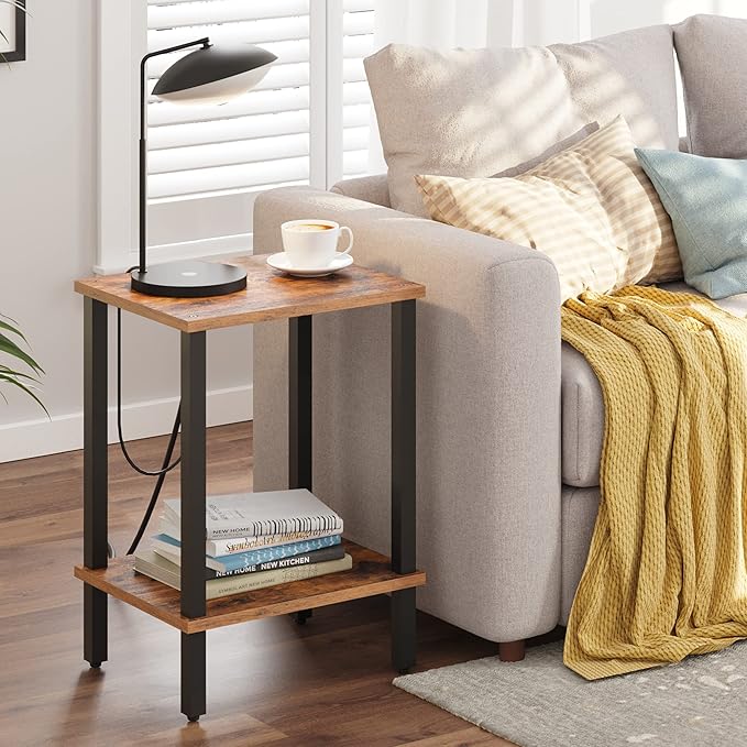 TUTOTAK End Table, Side Table, Nightstand, 2-Tier Storage Shelf, Sofa Side Table - Image 9