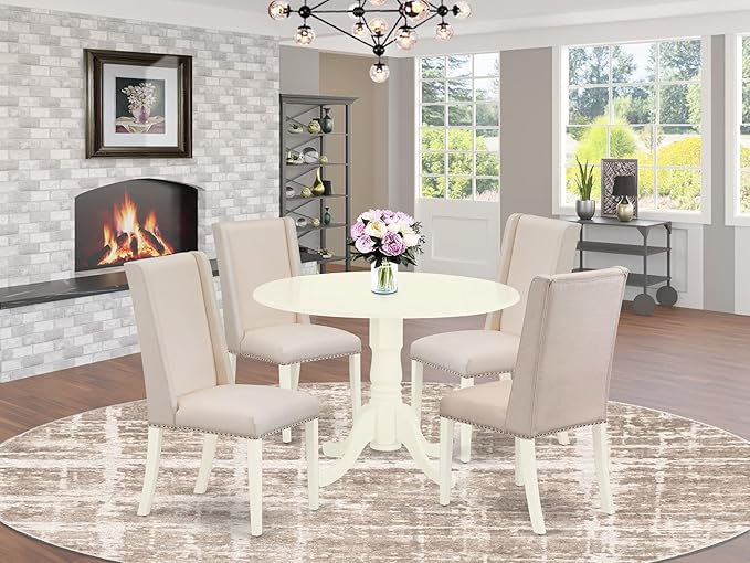 East West Furniture DLFL5-WHI-01 5 Piece Modern Dining Table Set Includes a - Image 2