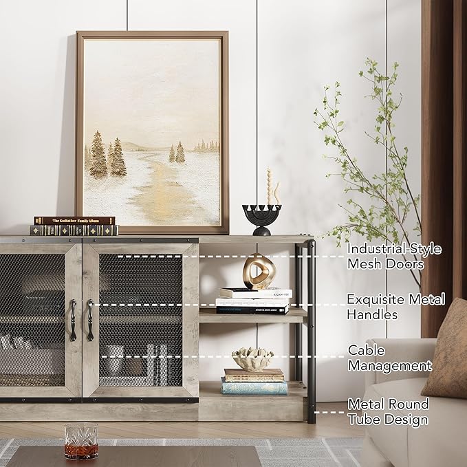 GarveeHome Farmhouse TV Stand for 65/75 Inch TVs, Entertainment Center - Image 4