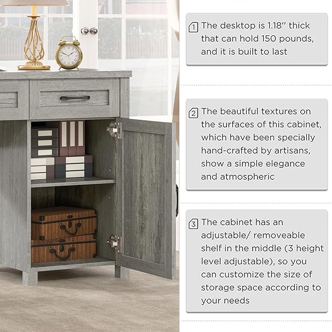Farmhouse 47" Executive Desk, Computer Desk - Image 6