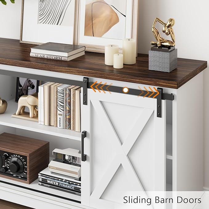 GarveeHome Farmhouse Tv Stand for 65 Inches TVs, Entertainment Center - Image 4