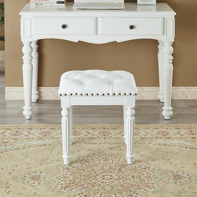 Vanity Bench Stool with Microfiber Leather Cushion, Vanity Chair Ottoman - Image 4