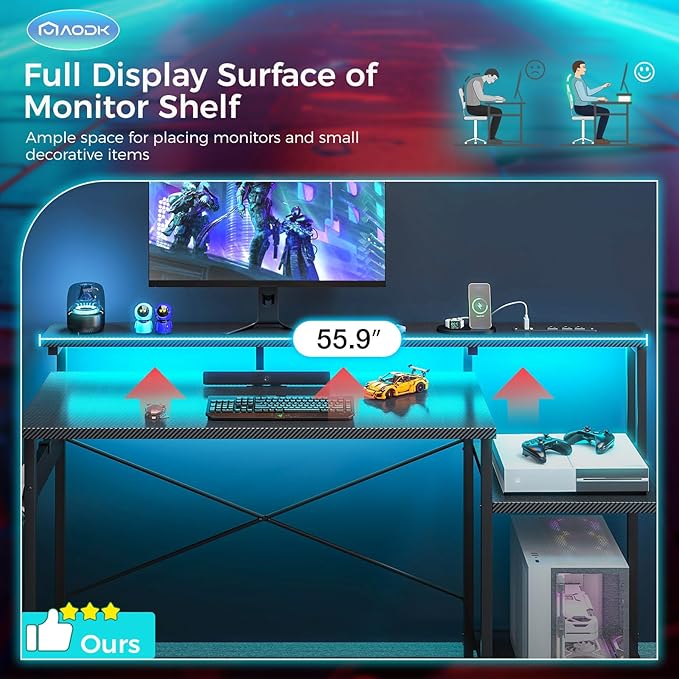 AODK Computer Desk, 56 Inch Gaming Desk - Image 8