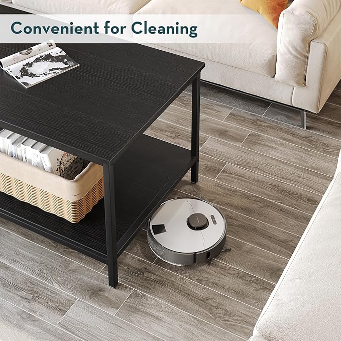 SAYGOER Black Coffee Table for Living Room Modern Rectangle 2-Tier Coffee Tables - Image 5
