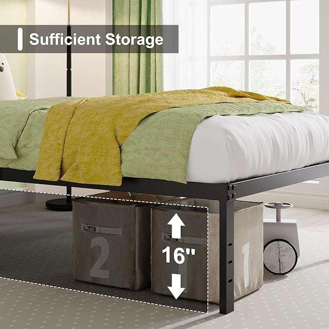 EMODA 18 Inch King Bed Frame No Box Spring Needed, Heavy Duty Tall Metal - Image 4