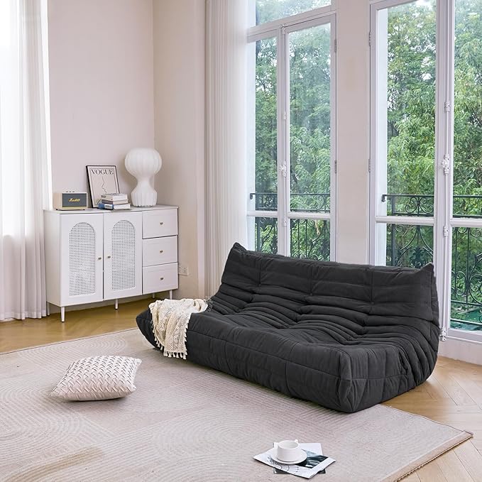 N&V Fireside Chair, Mid Century Armless Floor Sofa, Soft Premium Microfiber - Image 4