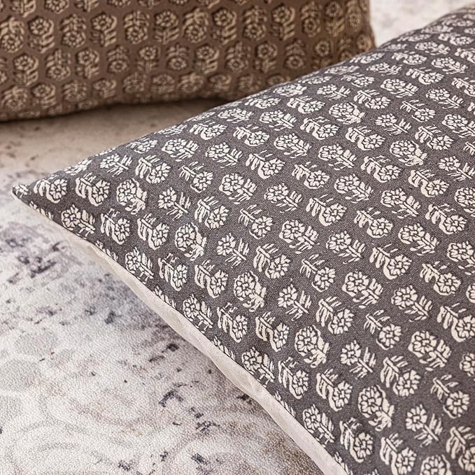 Foindtower Set of 2 Decorative Neutral Floral Print Throw Pillow Covers Vintage - Image 3
