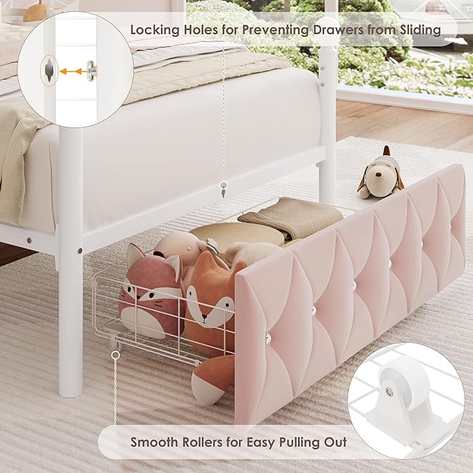 Twin Upholstered Canopy Bed Frame - Image 6
